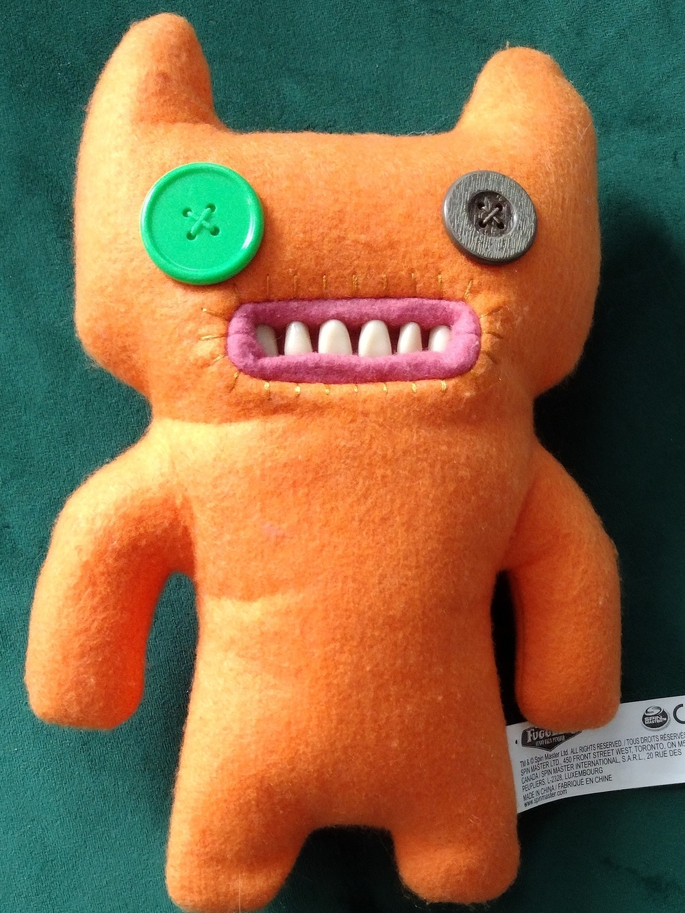 Orange Fuggler Funny Ugly Monster Plush Toy with Button Eyes